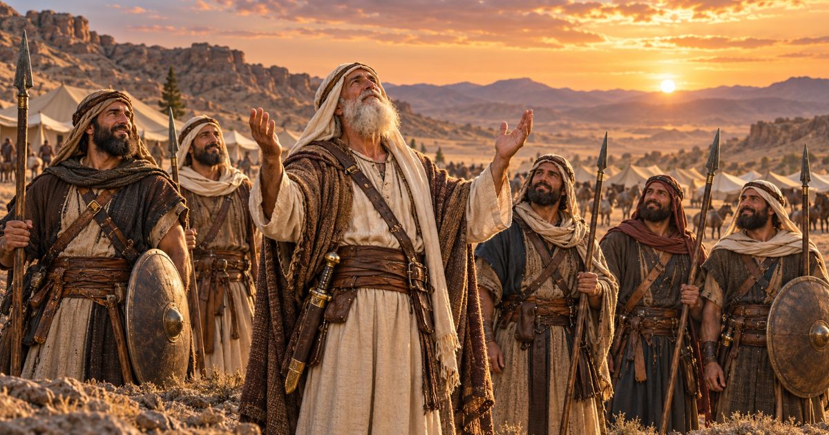 Avraham Avinou remercie Dieu après la victoire, entouré de ses fidèles compagnons
