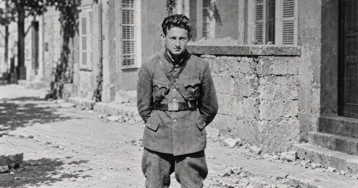 Portrait de Joseph Harmatz en tenue militaire, résistant juif et membre de Nakam.