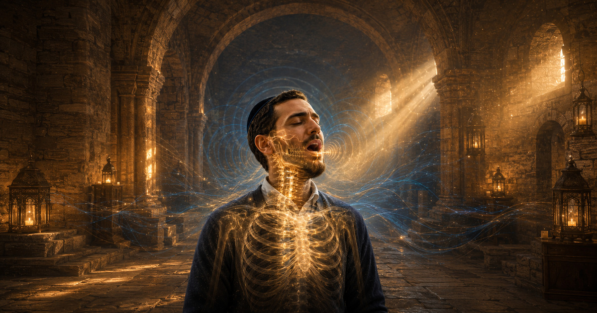 Tous les os du squelette visibles en transparence chez un chanteur