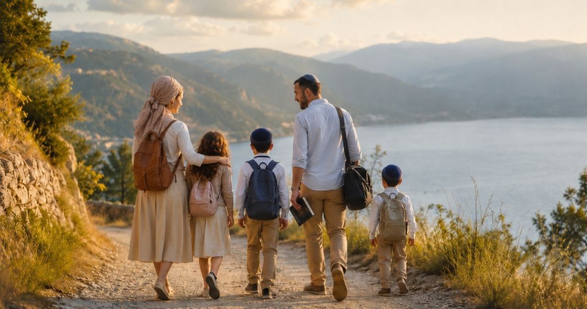 Pendant les vacances, une visite en famille près dun lac.