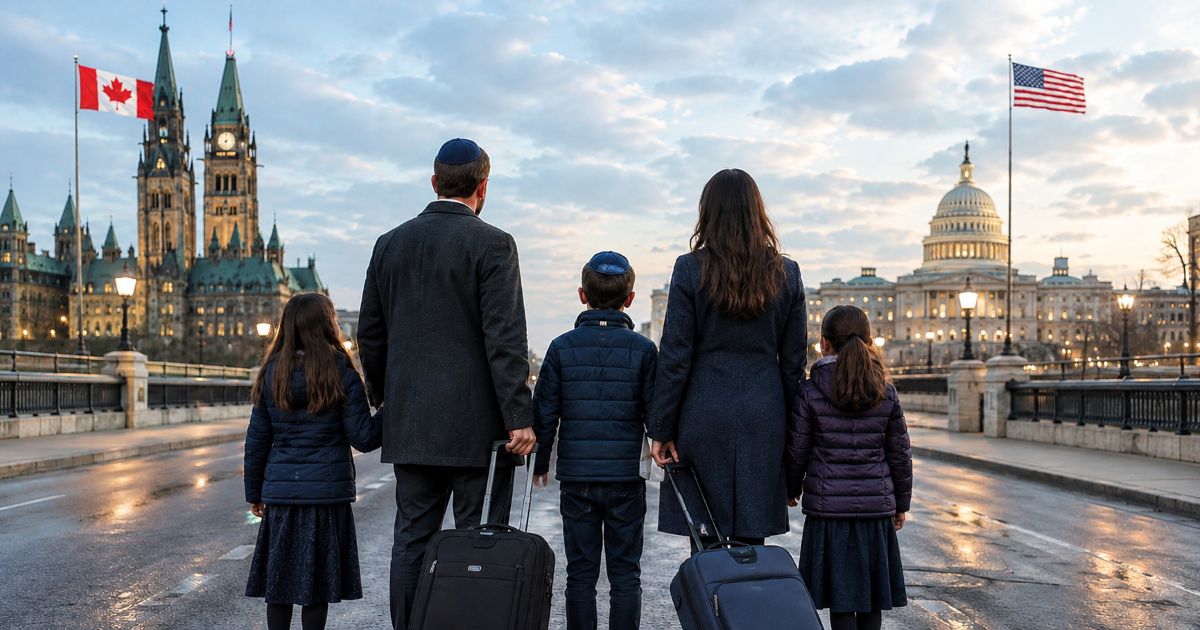 Une famille juive entre Ottawa et Washington symbolise le possible départ des Juifs canadiens vers les États-Unis.