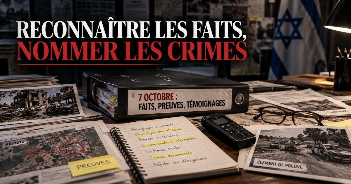 Dans une salle de rédaction, un écran oppose l'expression "échange de tirs" à "attentat contre des civils", pour illustrer le biais médiatique contre Israël.