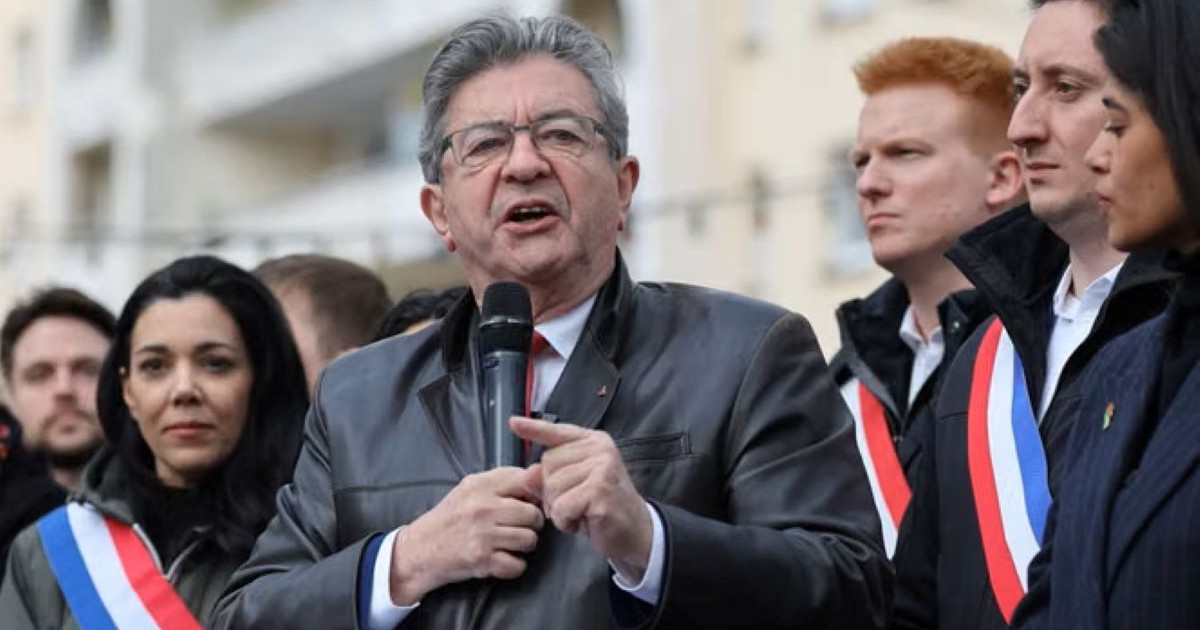 Jean-Luc Mélenchon, le leader de La France insoumise, lors d’un meeting.