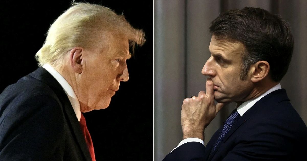 Montage photo montrant le président américain Donald Trump et le président français Emmanuel Macron.