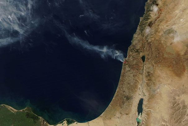 Prise de vue de l'ampleur du désastre à partir du satellite d'observation israélien Ofek