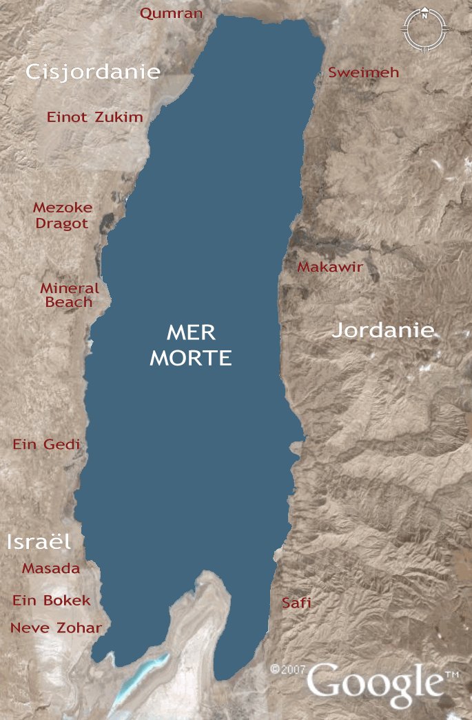 1. Vue aérienne de la mer morte prise par un satellite.