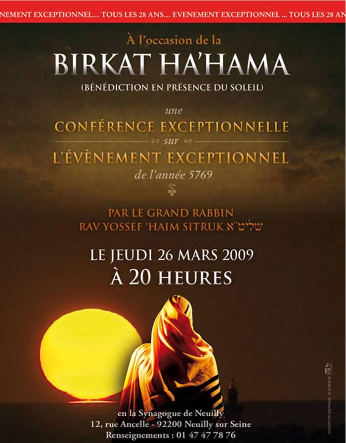 Conference du G. R. Sitruk : Bénédiction du soleil