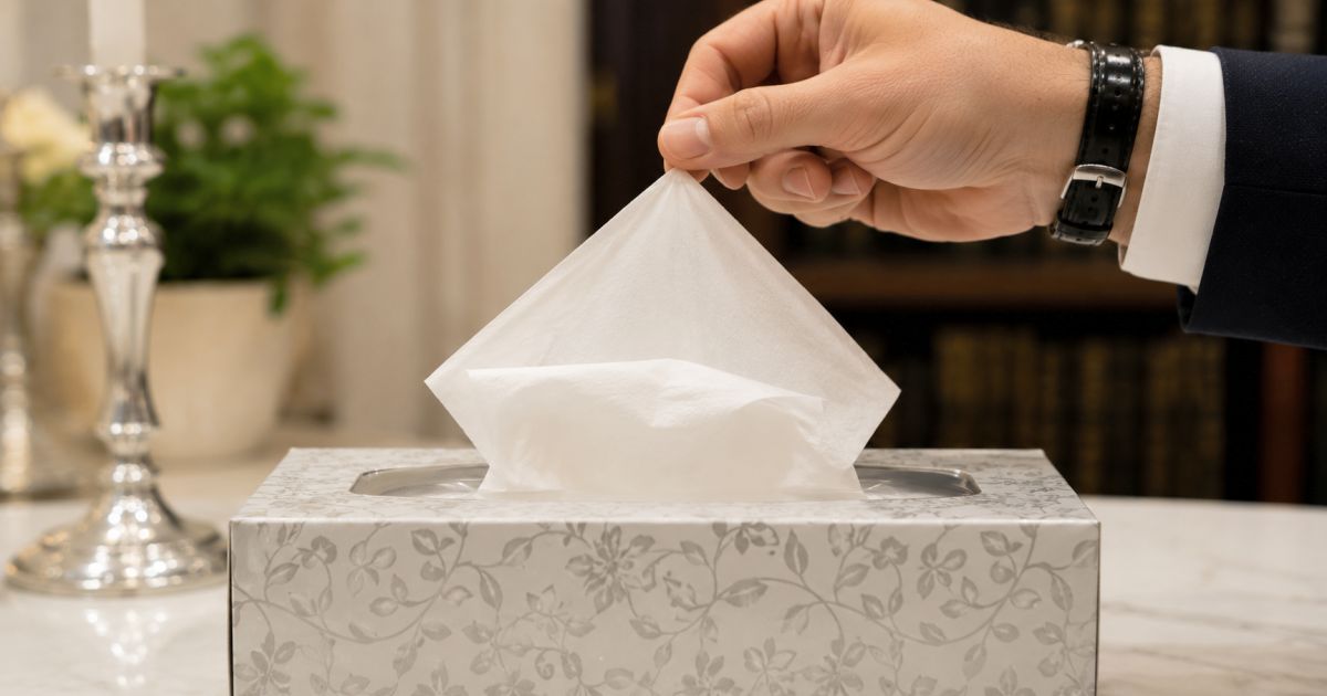 Séparer des mouchoirs en papiers qui ne tiennent que par le coin