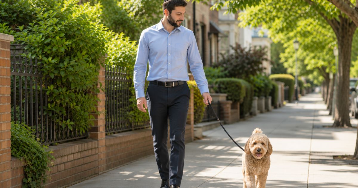 Promener son chien en laisse le Chabbate