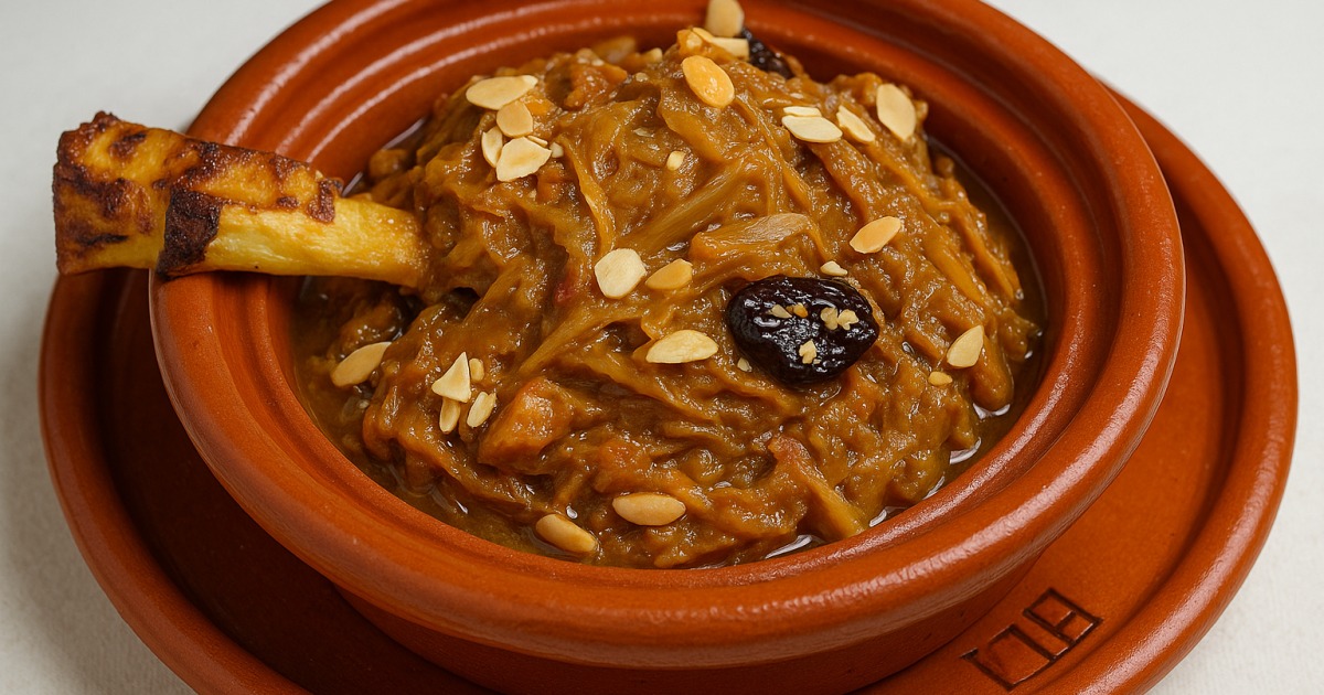 Tajine d'agneau aux raisins et aux amandes