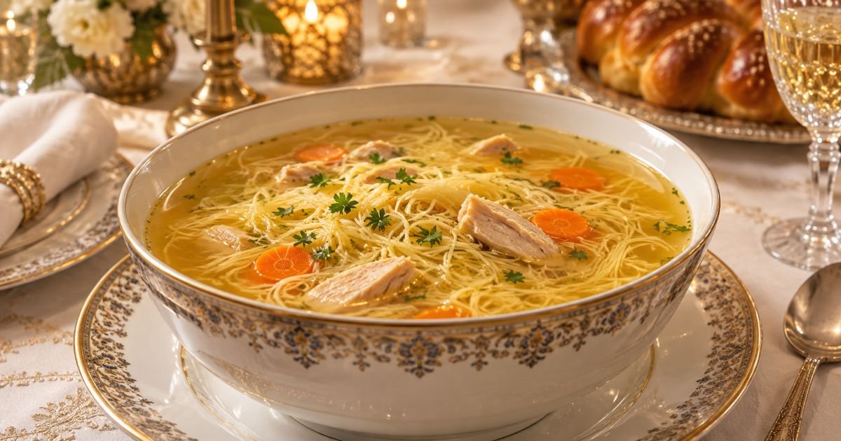 Bouillon de poulet séfarade aux vermicelles pour Kippour